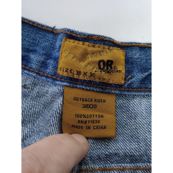 Outback Rider Men's 38x30 Wide Leg Medium Wash Denim Jeans - Picture 3 of 8